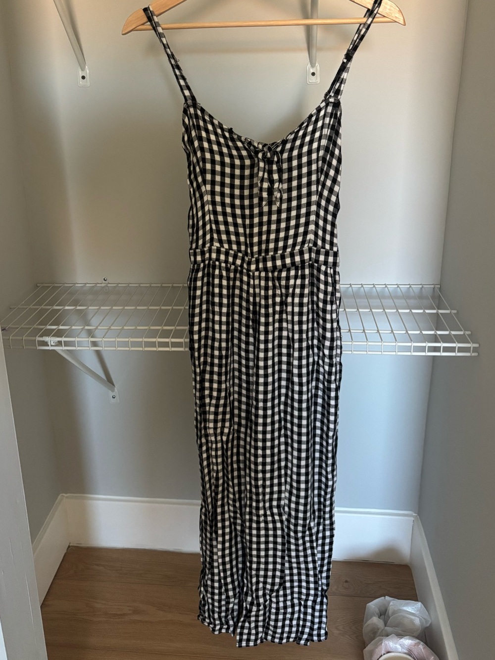 Hollister Black and White Gingham Jumpsuit
